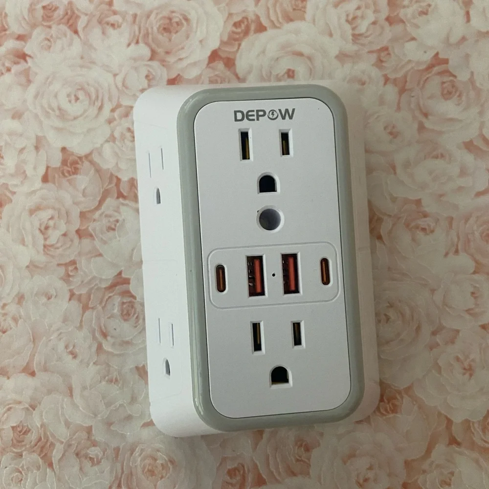 White Multi-Outlet Wall Charger with USB Ports